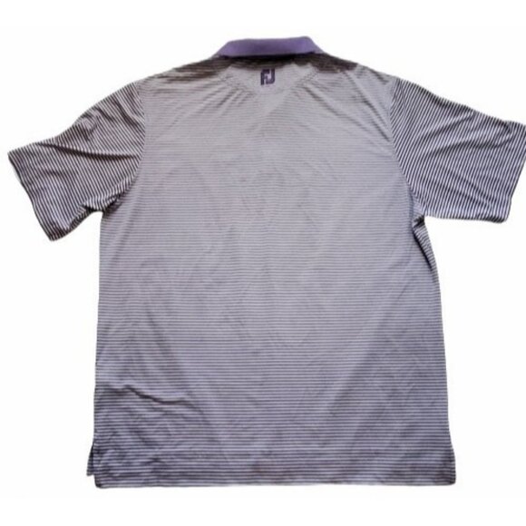 FootJoy FJ Men's Purple And White Stripe Collared Golf Polo Shirt Size XL - Picture 3 of 11
